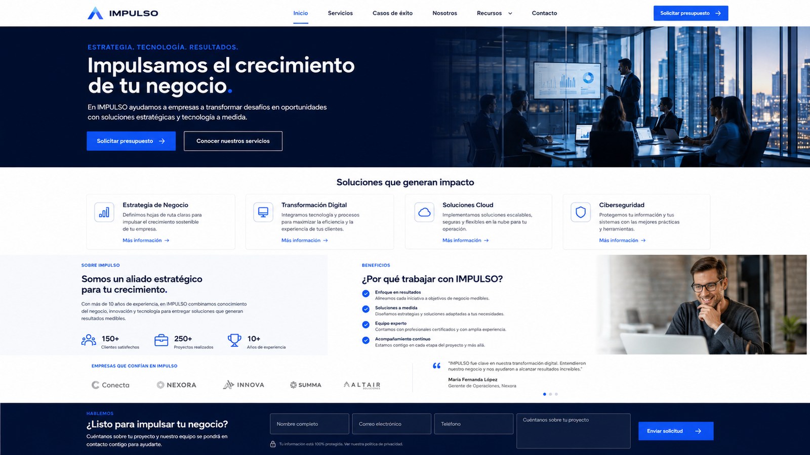 Interfaz modelo de página web institucional