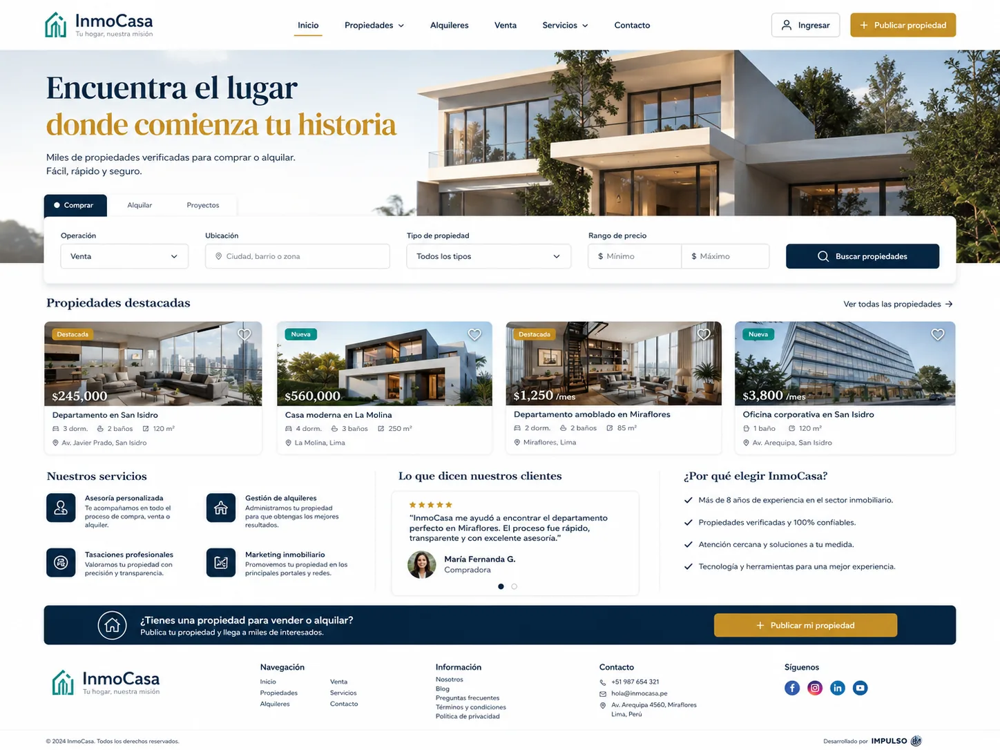 Web inmobiliaria con buscador de propiedades