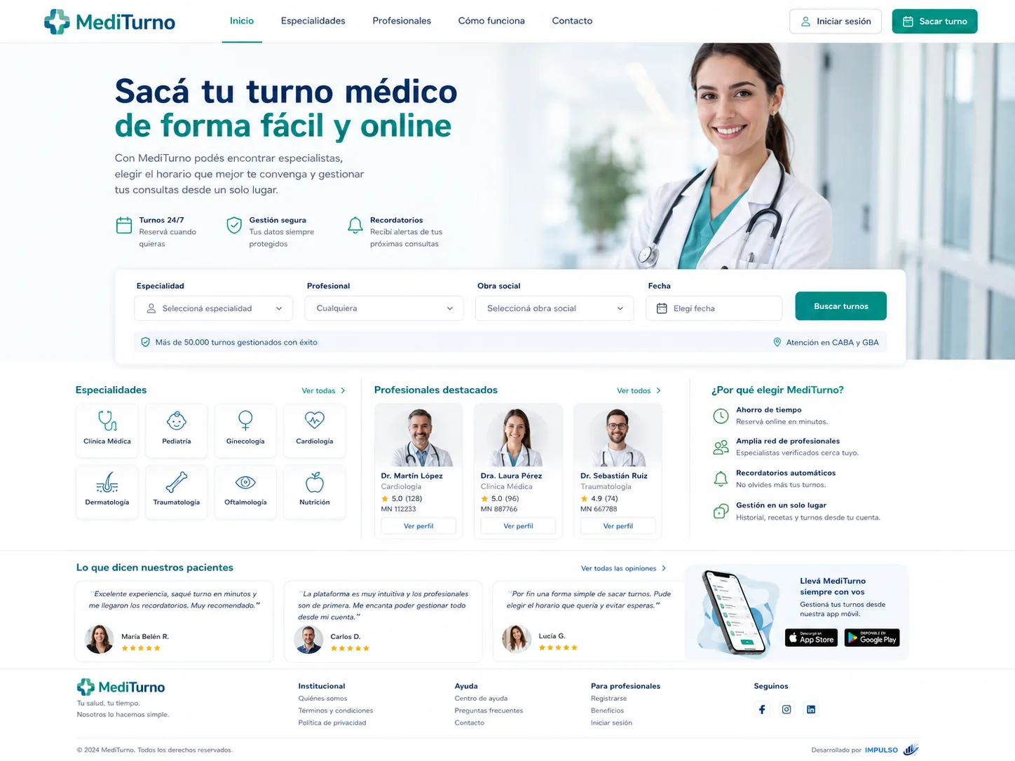 Web para solicitar turnos médicos