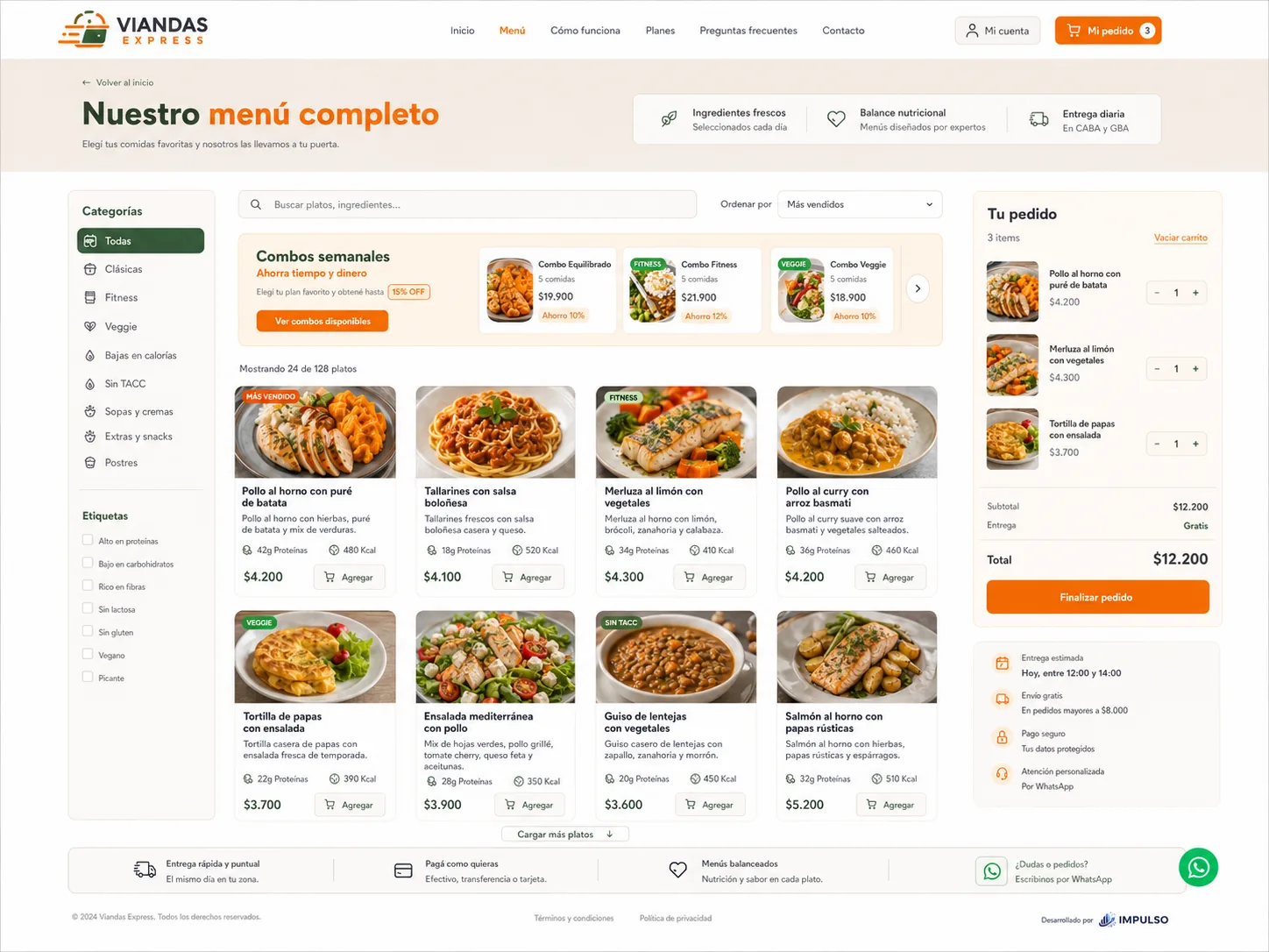 Menú digital con categorías